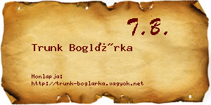 Trunk Boglárka névjegykártya